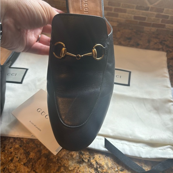 GUCCI loafers PRINCETOWN LEATHER backless in blk w/ gold horse bit sz 9 - Picture 15 of 15